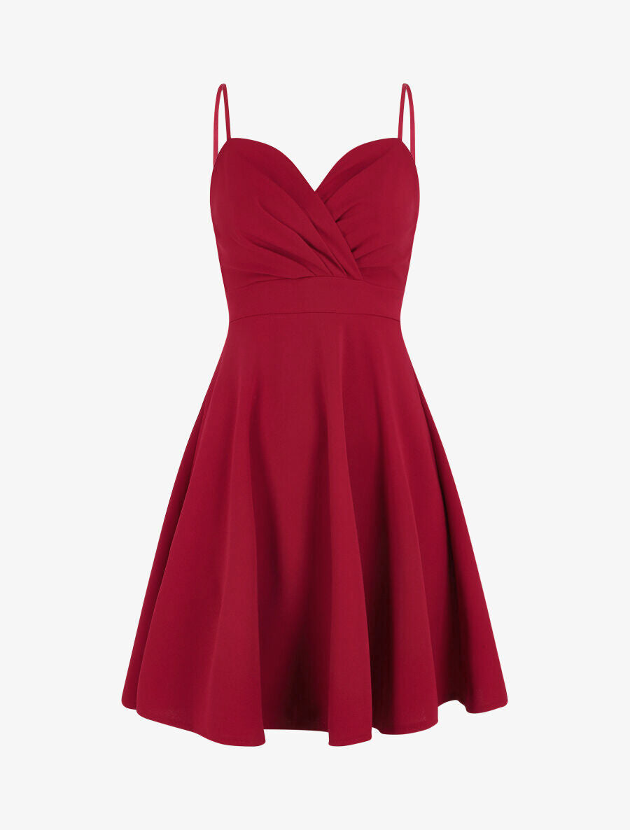 Robe patineuse courte à bretelles - Framboise - 2