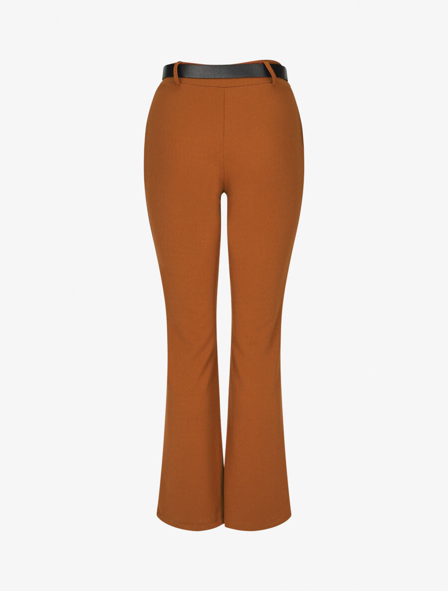 Pantalon à pince droit uni - Camel - 2