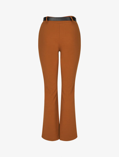 Pantalon à pince droit uni - Camel - 2