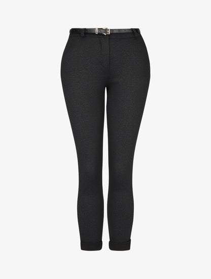 Pantalon droit à bords retroussés - Noir - 4