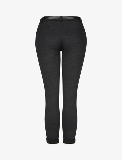 Pantalon droit à bords retroussés - Noir - 2