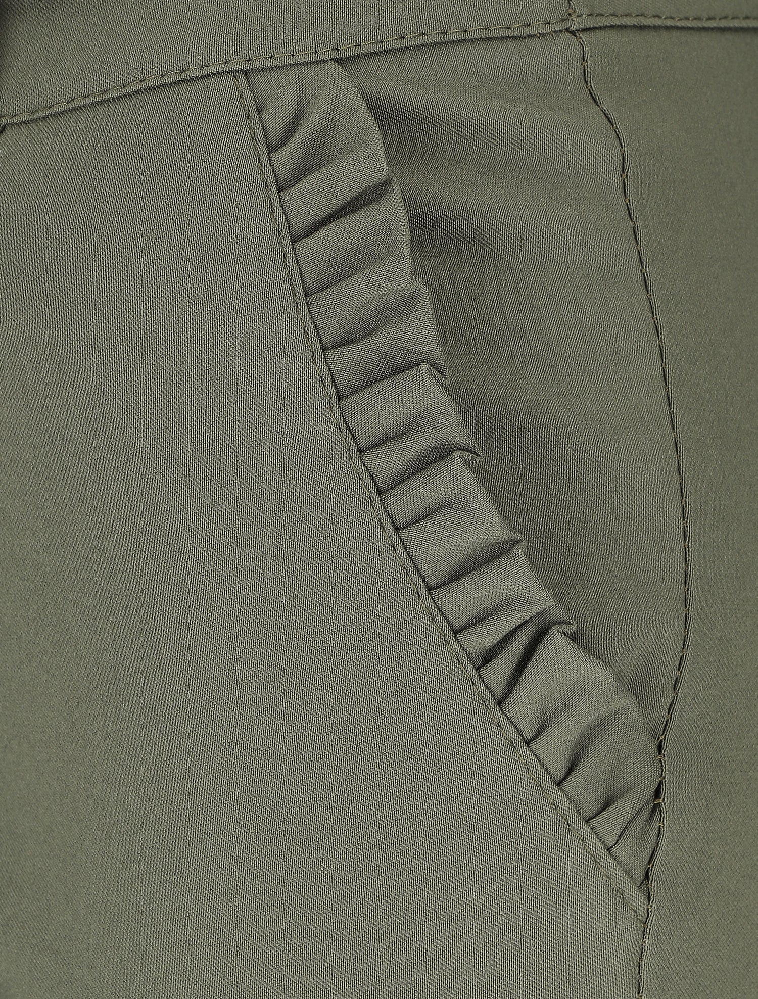 Pantalon 7/8 à revers et poches volantées - Kaki - 3