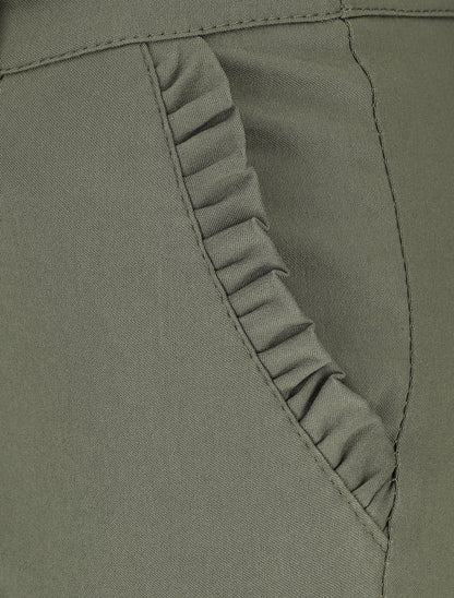 Pantalon 7/8 à revers et poches volantées - Kaki - 3