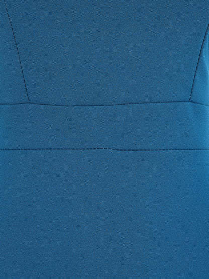 Robe fourreau à bretelles asymétrique - Bleu - 4