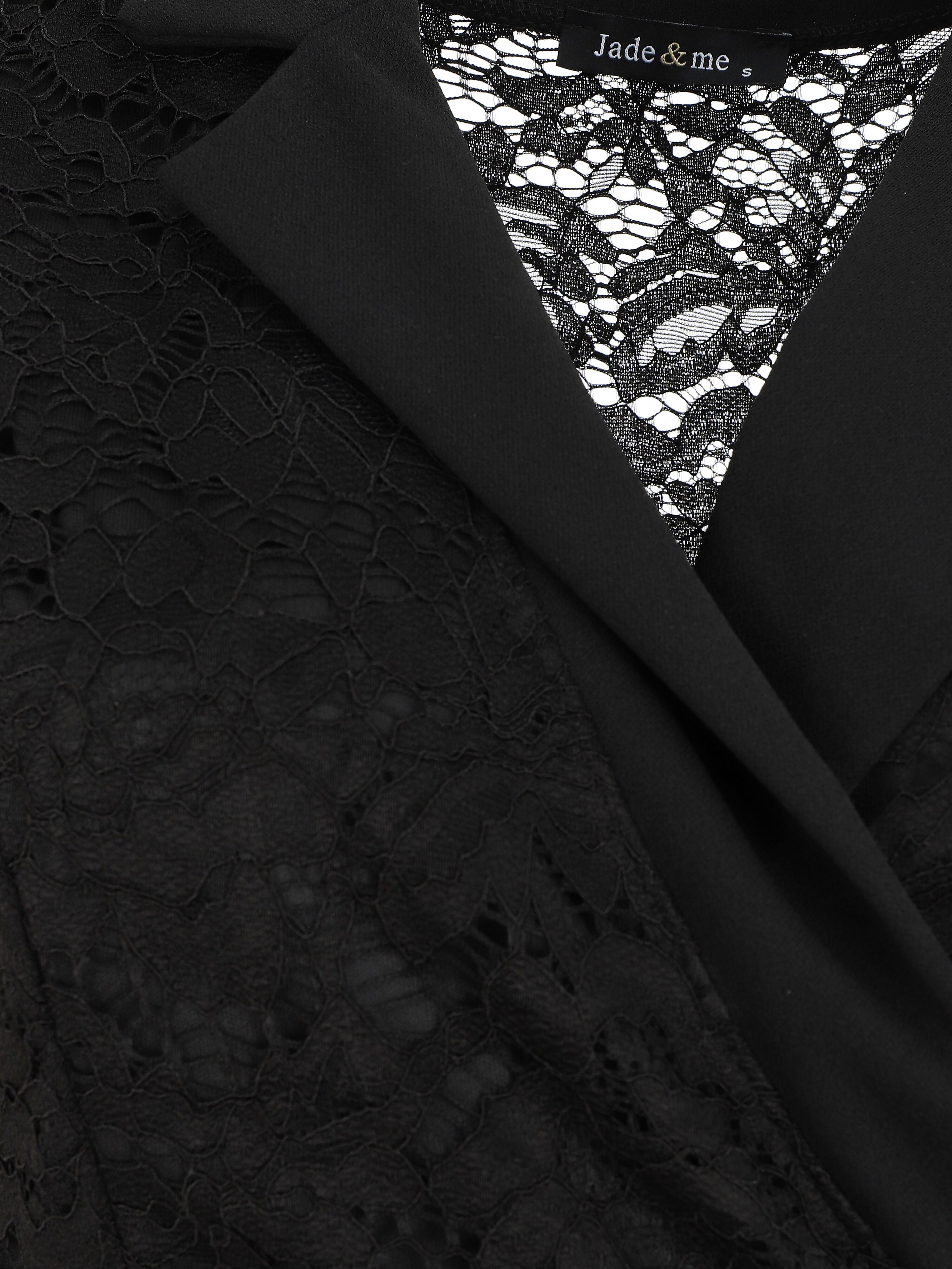 Robe bi-matière à base asymétrique - Noir - 3