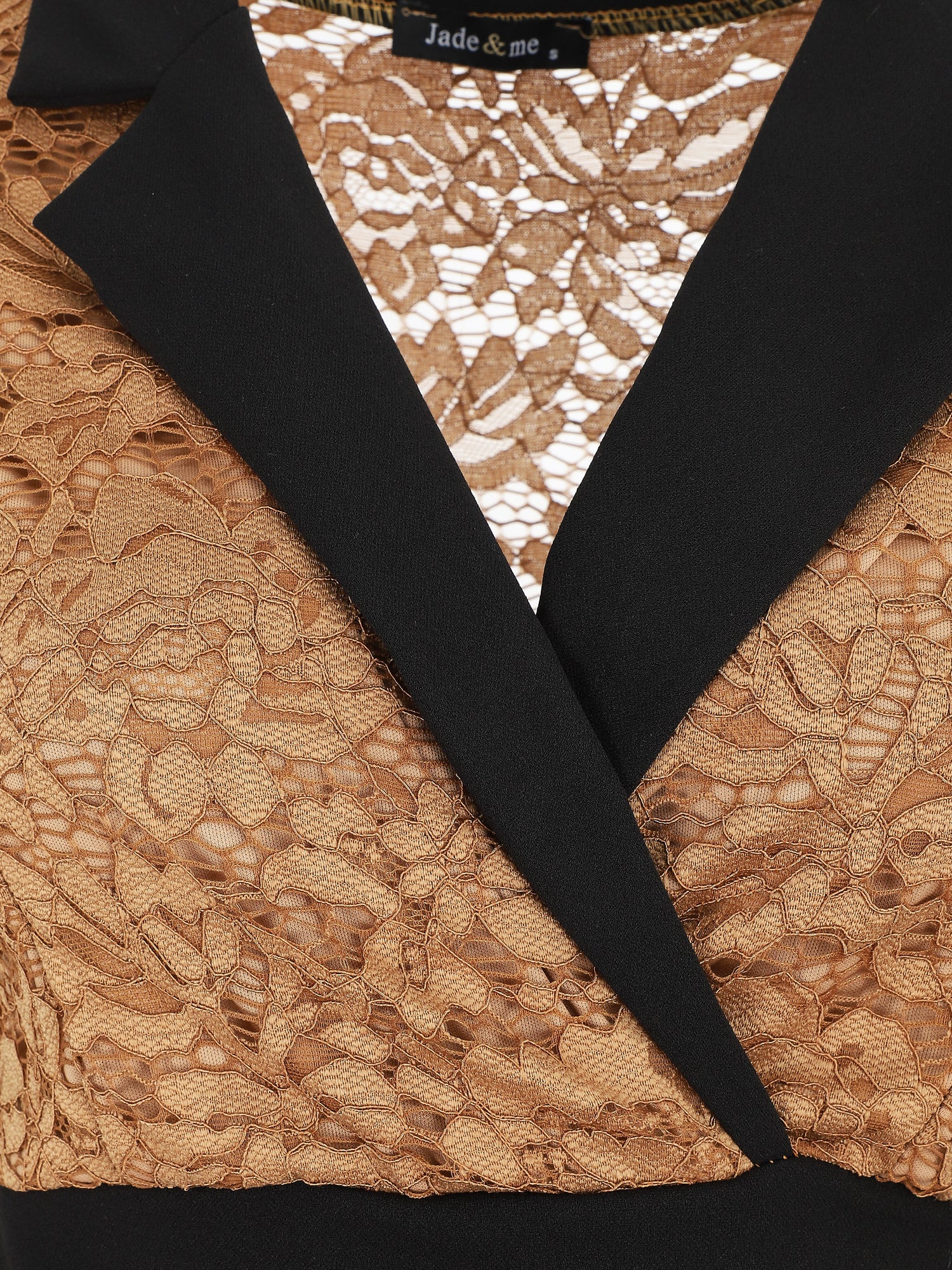 Robe bi-matière à base asymétrique - Camel - 4