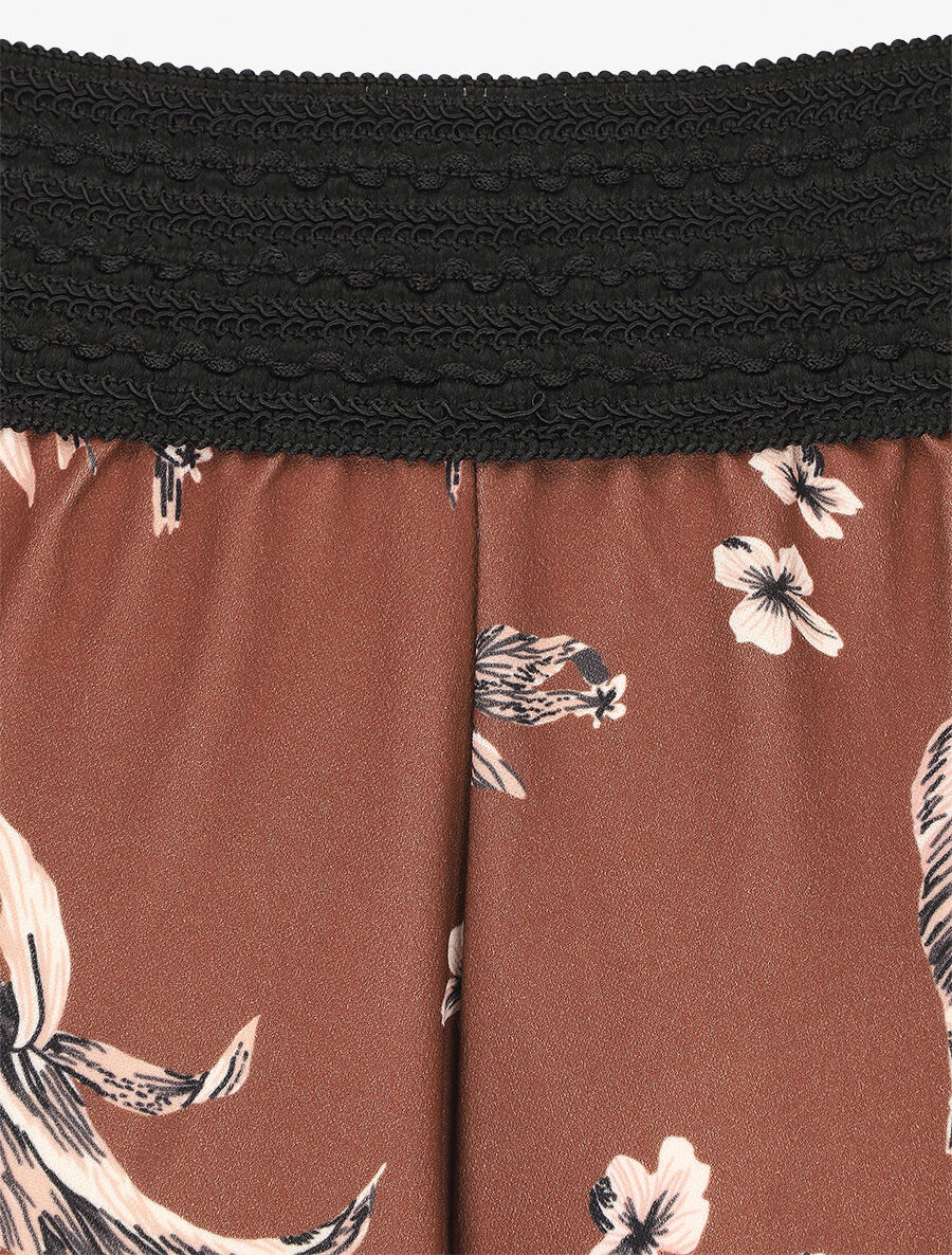 Jupe longue à imprimé fleuri à taille haute - Marron - 3