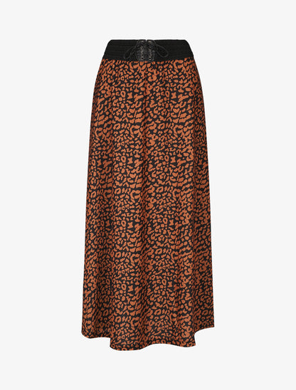 Jupe longue à imprimé graphique à taille haute - Camel - 4