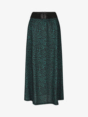 Jupe longue à imprimé graphique à taille haute - Vert - 4