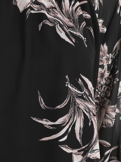 Blouse en voile à imprimé floral - Noir - 3