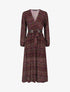 Robe longue empire imprimé fleurs baroques - Violet - 1