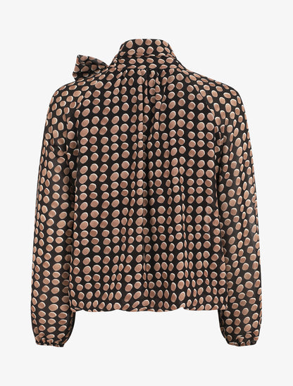 Blouse ample à pois col lavallière - Noir - 2