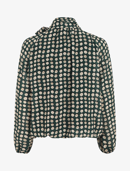 Blouse ample à pois col lavallière - Vert sapin - 2