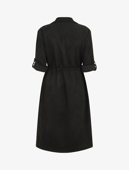 Trench oversize mi-long en suédine - Noir - 2