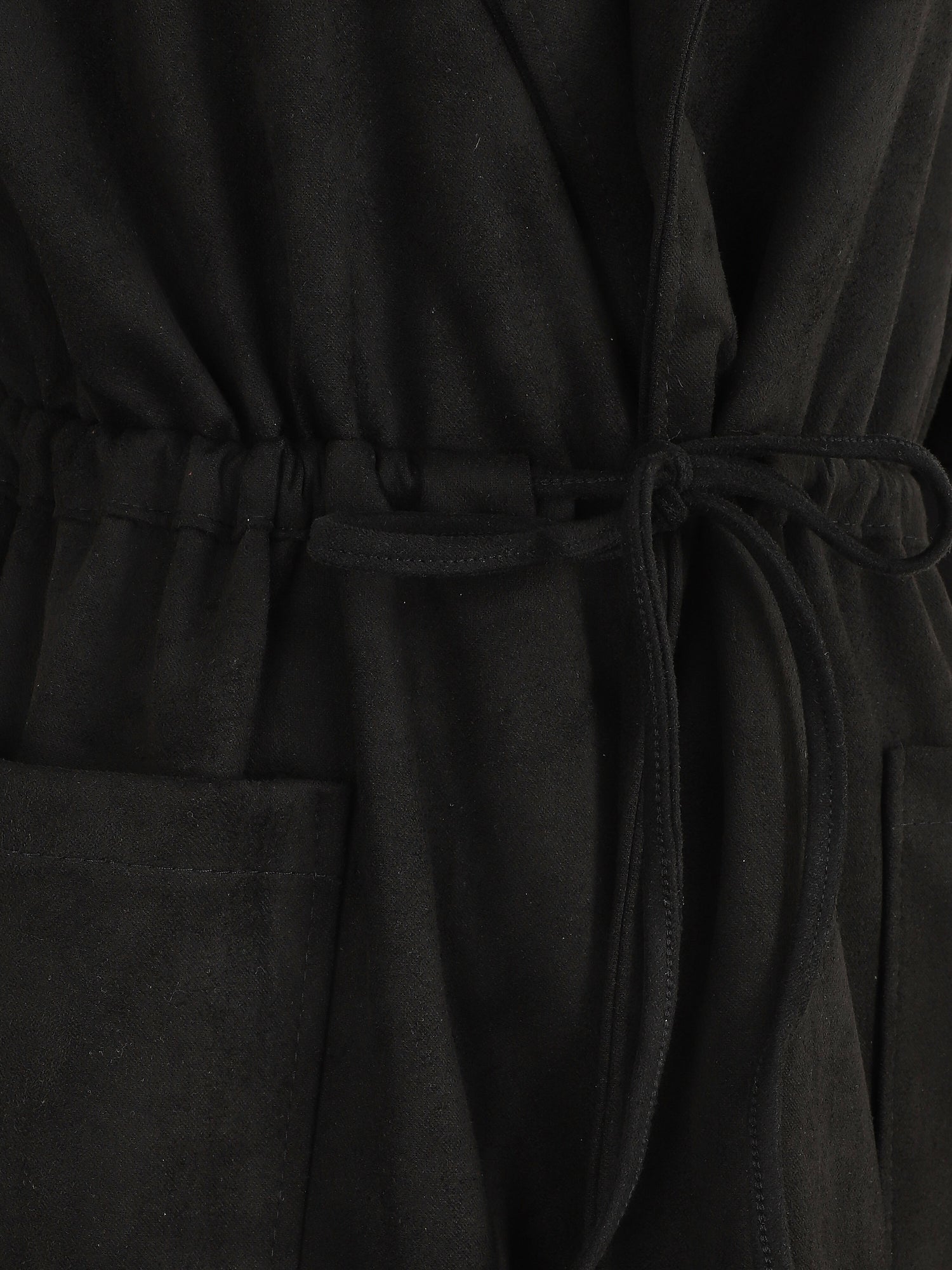 Trench oversize mi-long en suédine - Noir - 3
