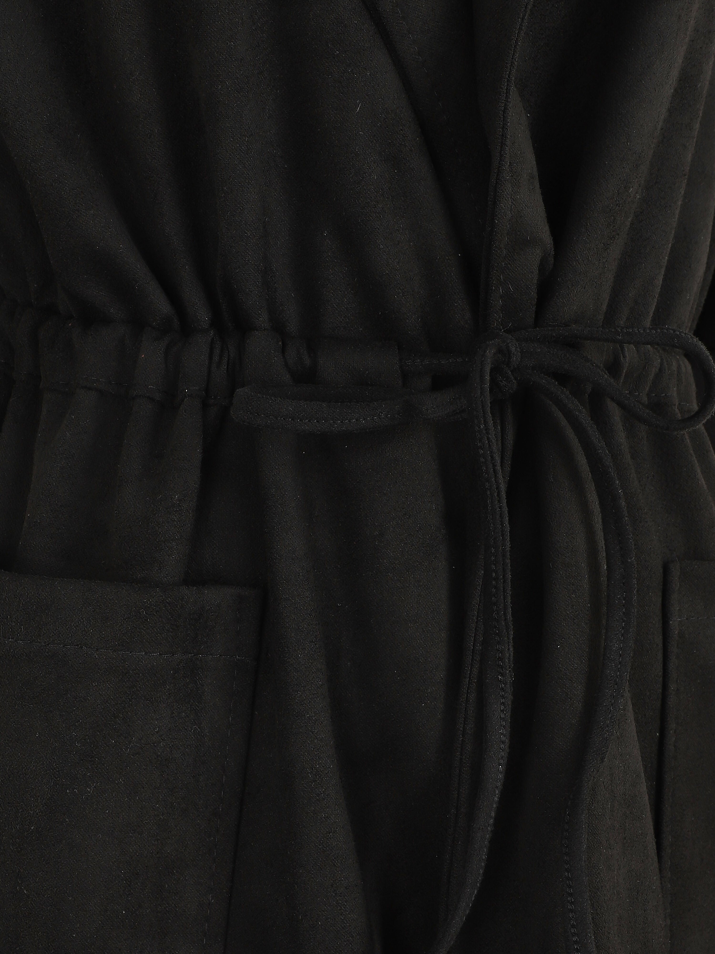 Trench oversize mi-long en suédine - Noir - 3