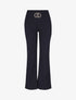 Pantalon flare taille haute à boucle - Marine - 4