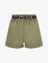 Short droit uni à taille haute élastiquée - Kaki - 1