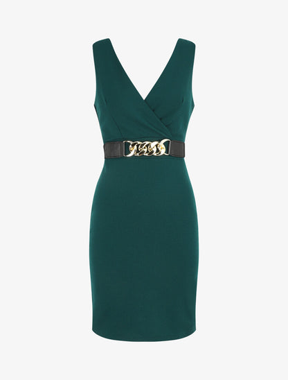 Robe courte ajustée sans manches - Vert sapin - 2