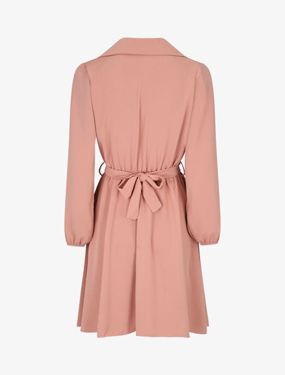 Robe chemise unie coupe patineuse - Rose - 2