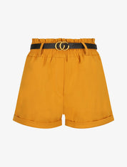 Short droit uni à taille haute élastiquée - Moutarde - 1