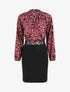 Robe bicolore à imprimé feuillage - Bordeaux - 5