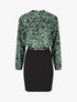 Robe bicolore à imprimé feuillage - Vert sapin - 1