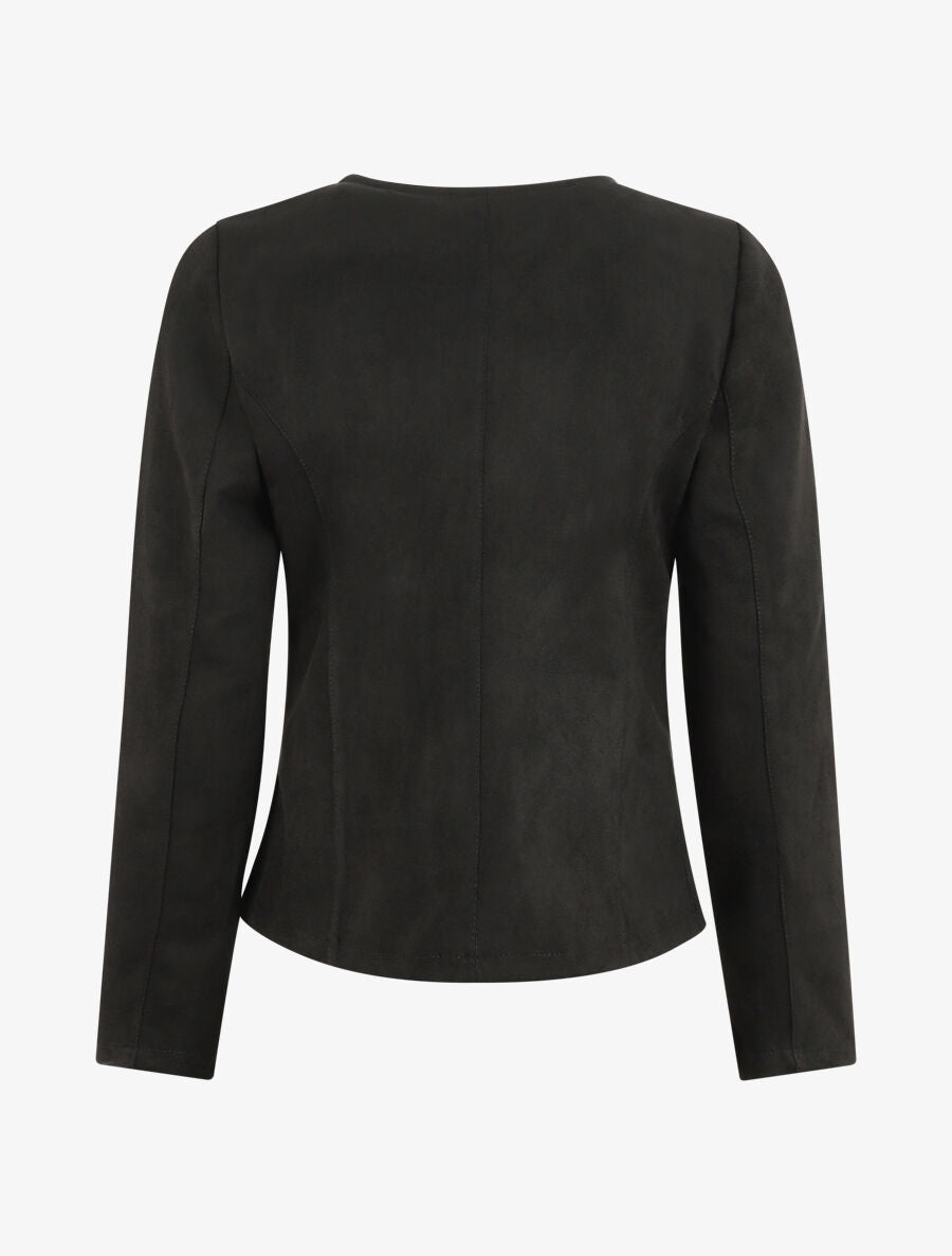 Veste ouverte en suédine - Noir - 2