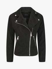 Veste style perfecto en suédine - Noir - 1