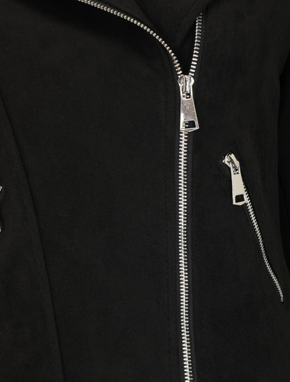 Veste style perfecto en suédine - Noir - 3