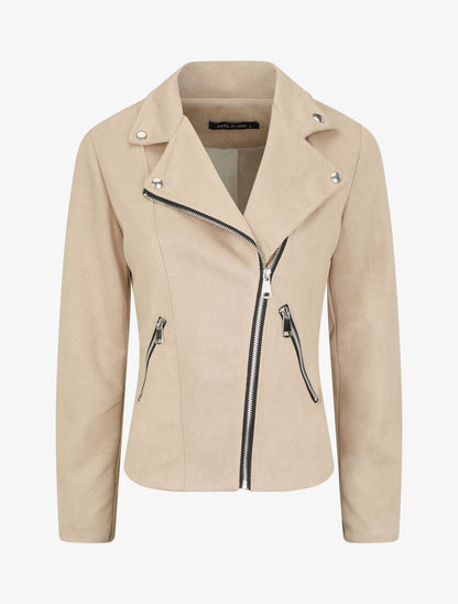 Veste style perfecto en suédine - Beige - 1