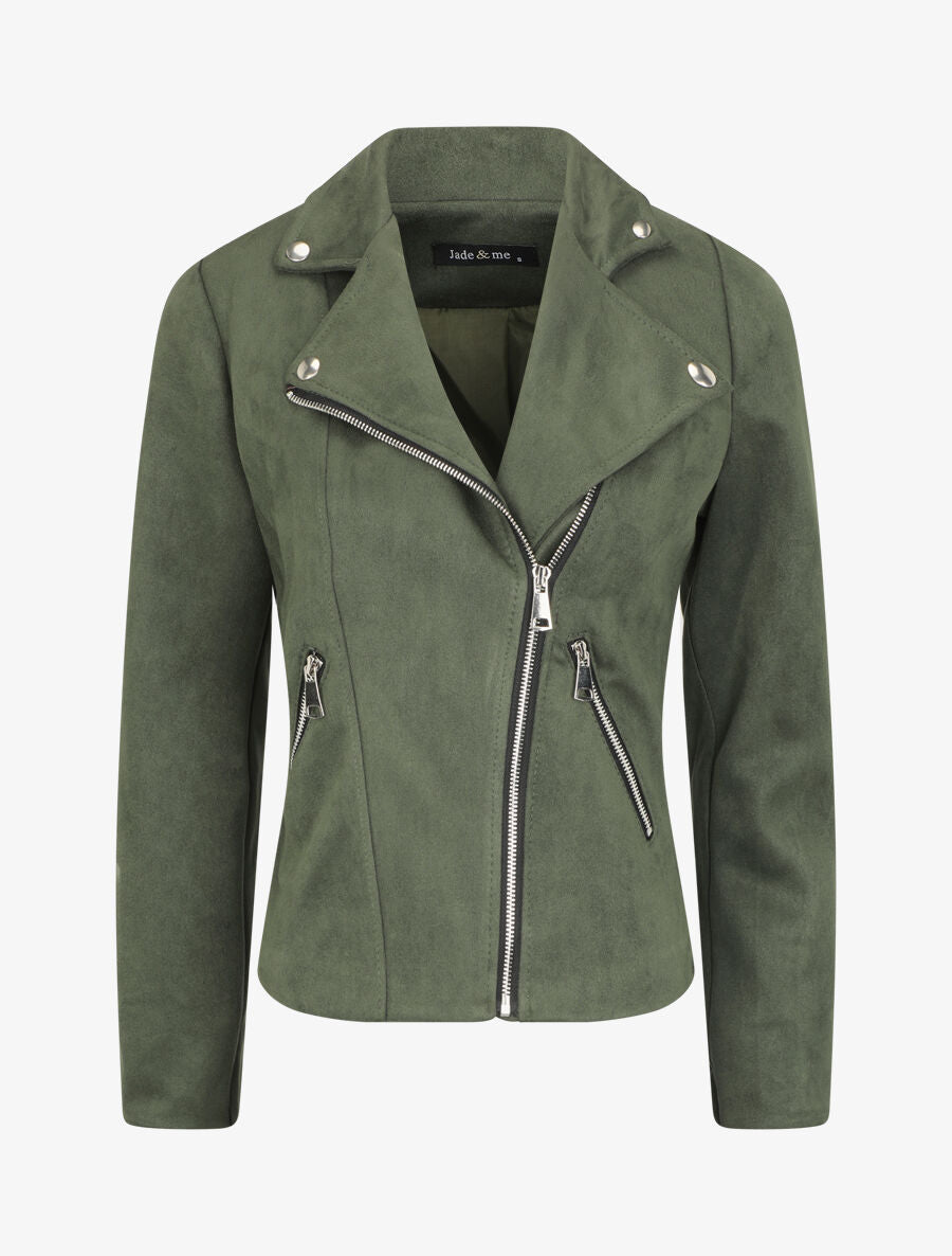 Veste style perfecto en suédine - Kaki - 5
