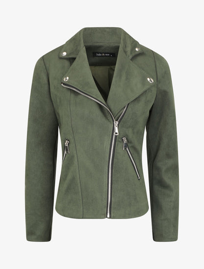 Veste style perfecto en suédine - Kaki - 5