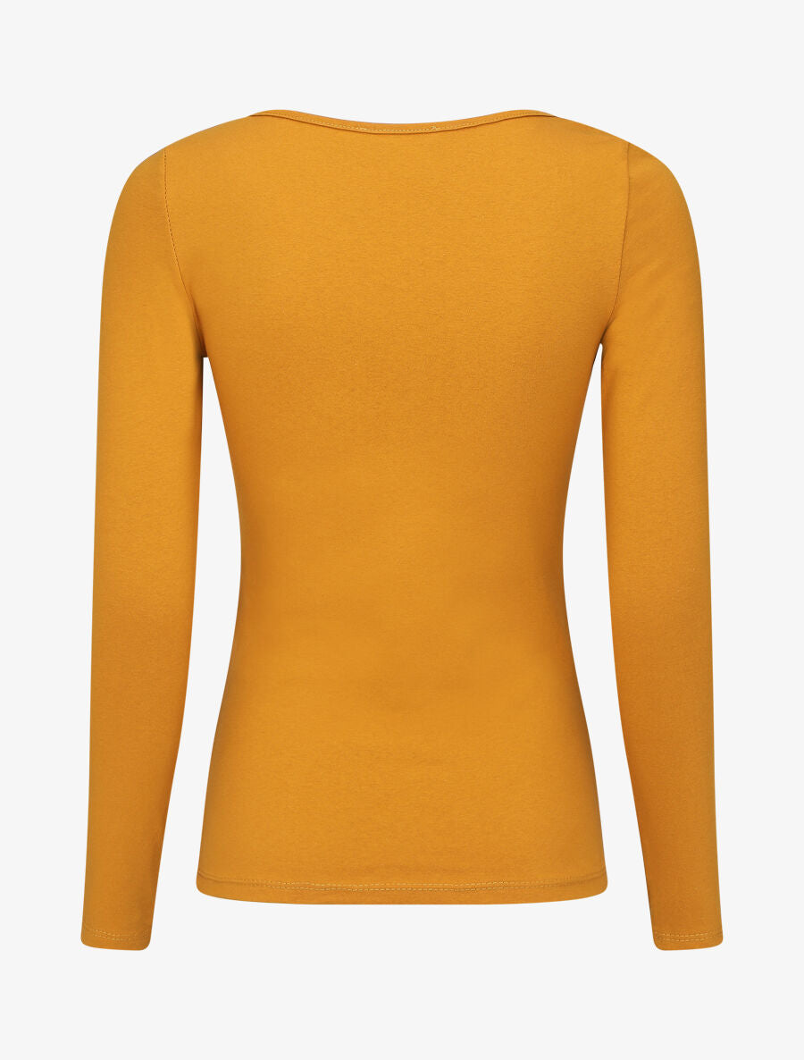 Top uni coupe droite - Jaune moutarde - 2