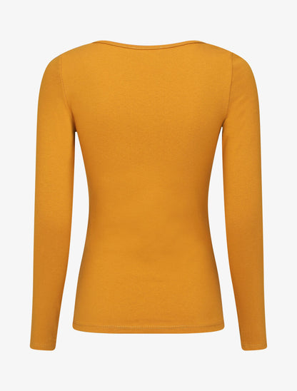Top uni coupe droite - Jaune moutarde - 2