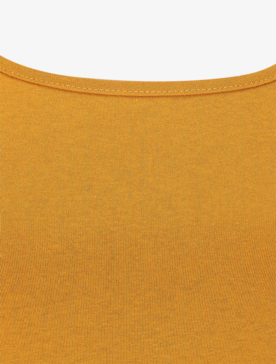 Top uni coupe droite - Jaune moutarde - 3