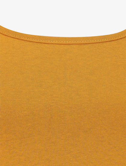 Top uni coupe droite - Jaune moutarde - 3
