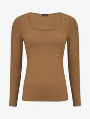 Top uni coupe droite - Camel - 1
