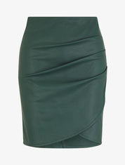 Jupe effet drapé en simili - Vert bouteille - 1