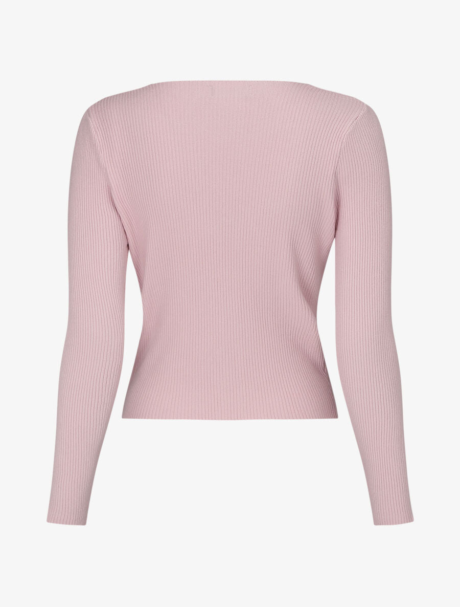 Pull côtélé à zip - Rose - 3