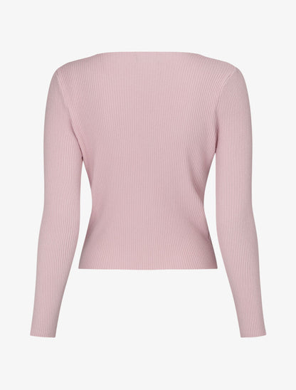 Pull côtélé à zip - Rose - 3