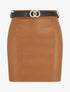 Jupe courte en simili - Camel - 1