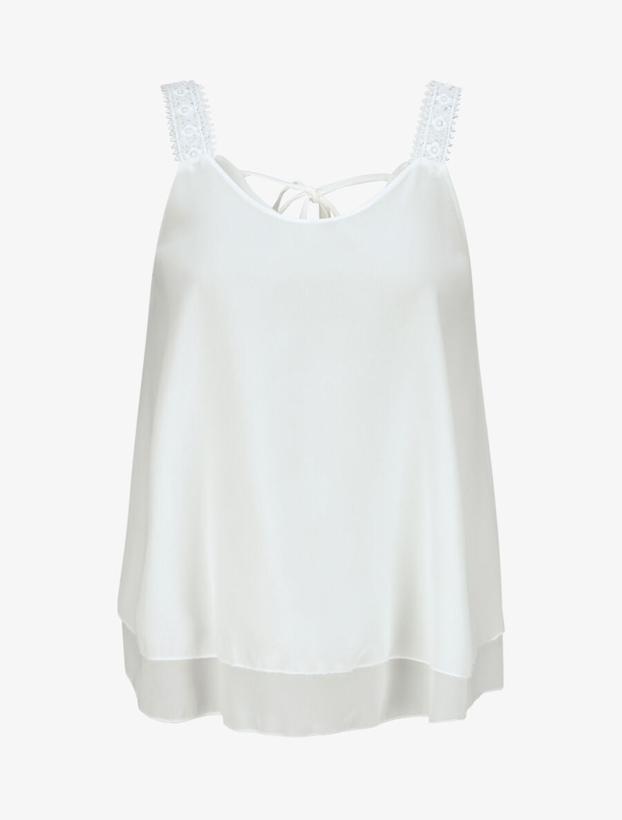 Top en voile fin transparent - Blanc - 4