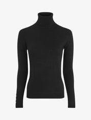 Pull col roulé à poignets boutonnés - Noir - 1
