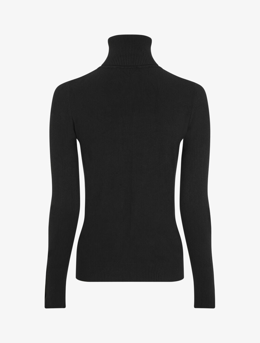 Pull col roulé à poignets boutonnés - Noir - 2