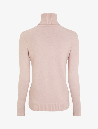 Pull col roulé à poignets boutonnés - Rose pâle - 2