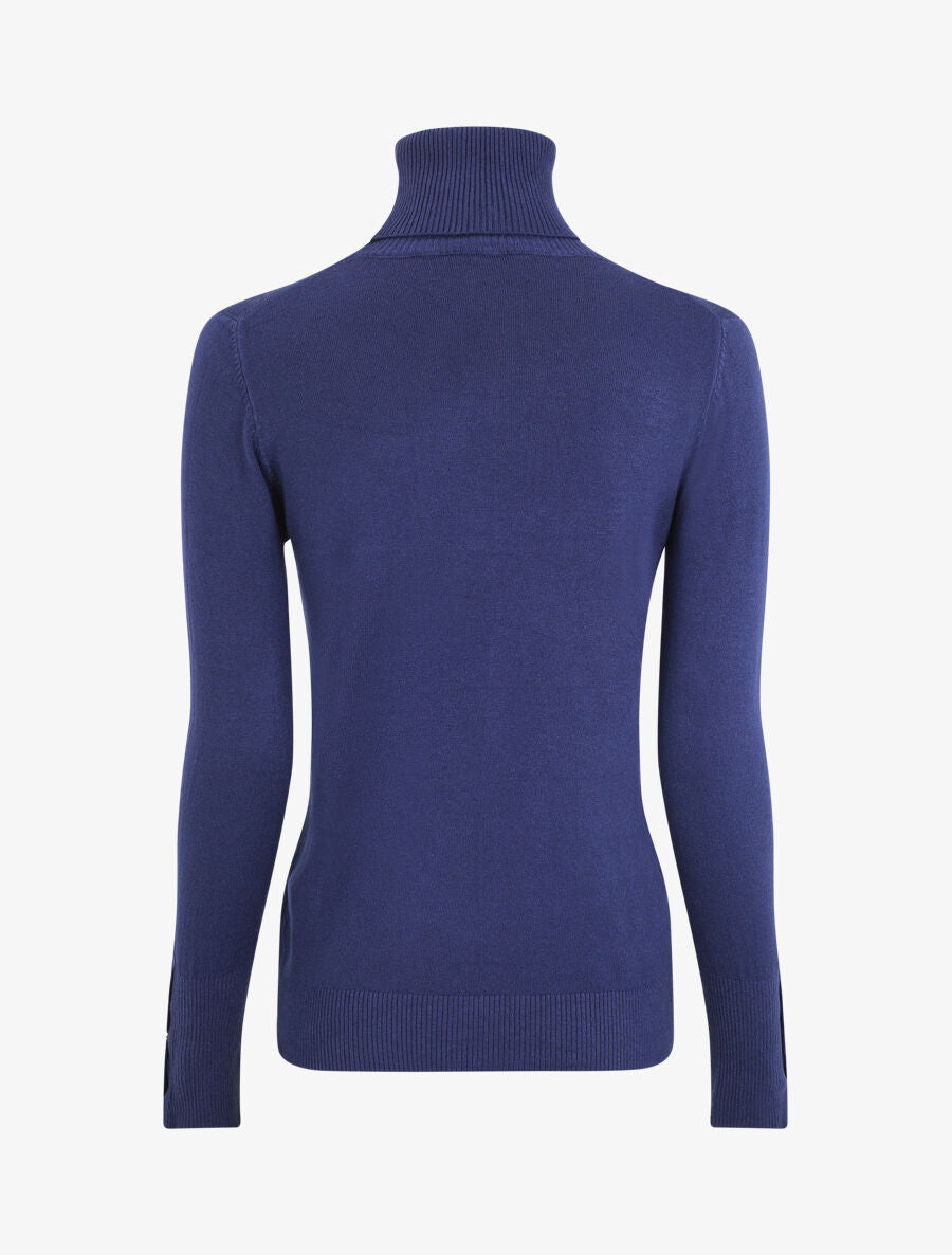Pull col roulé à poignets boutonnés - Bleu - 2