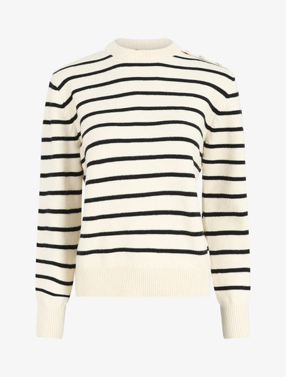 Pull marinière à boutons - Écru - 1