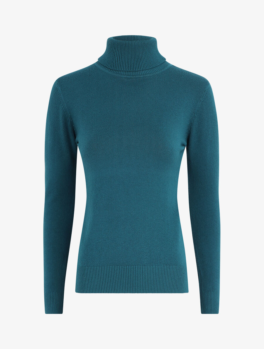Pull uni à col roulé - Bleu canard - 4