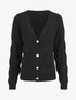 Cardigan uni à coupe carré et effet texturé - Noir - 1